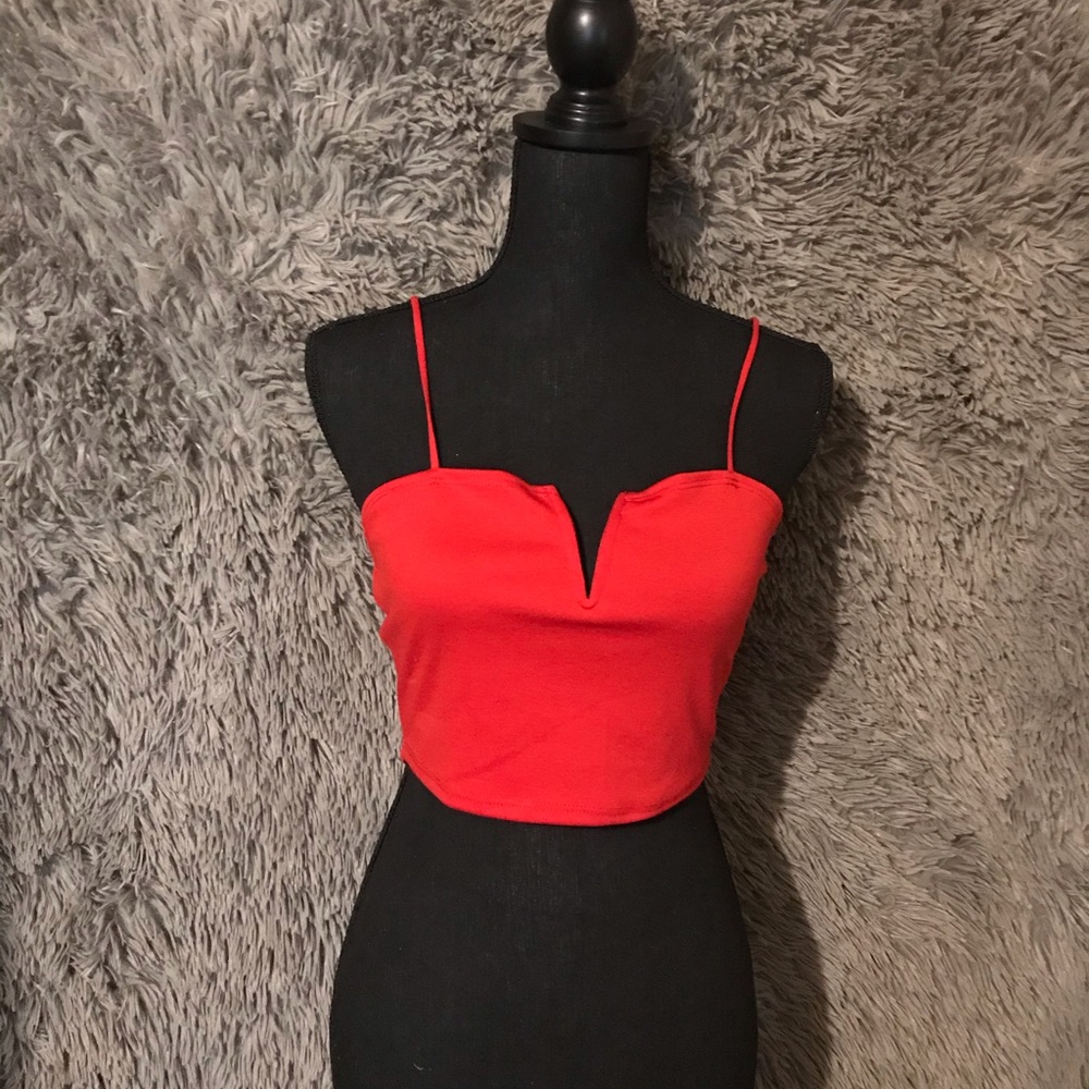 Red cropped top